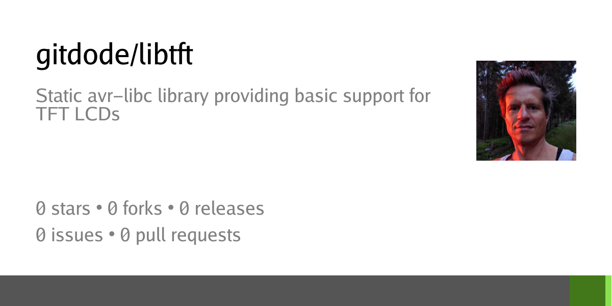 gitdode/libtft: Static avr-libc library providing basic support for TFT ...